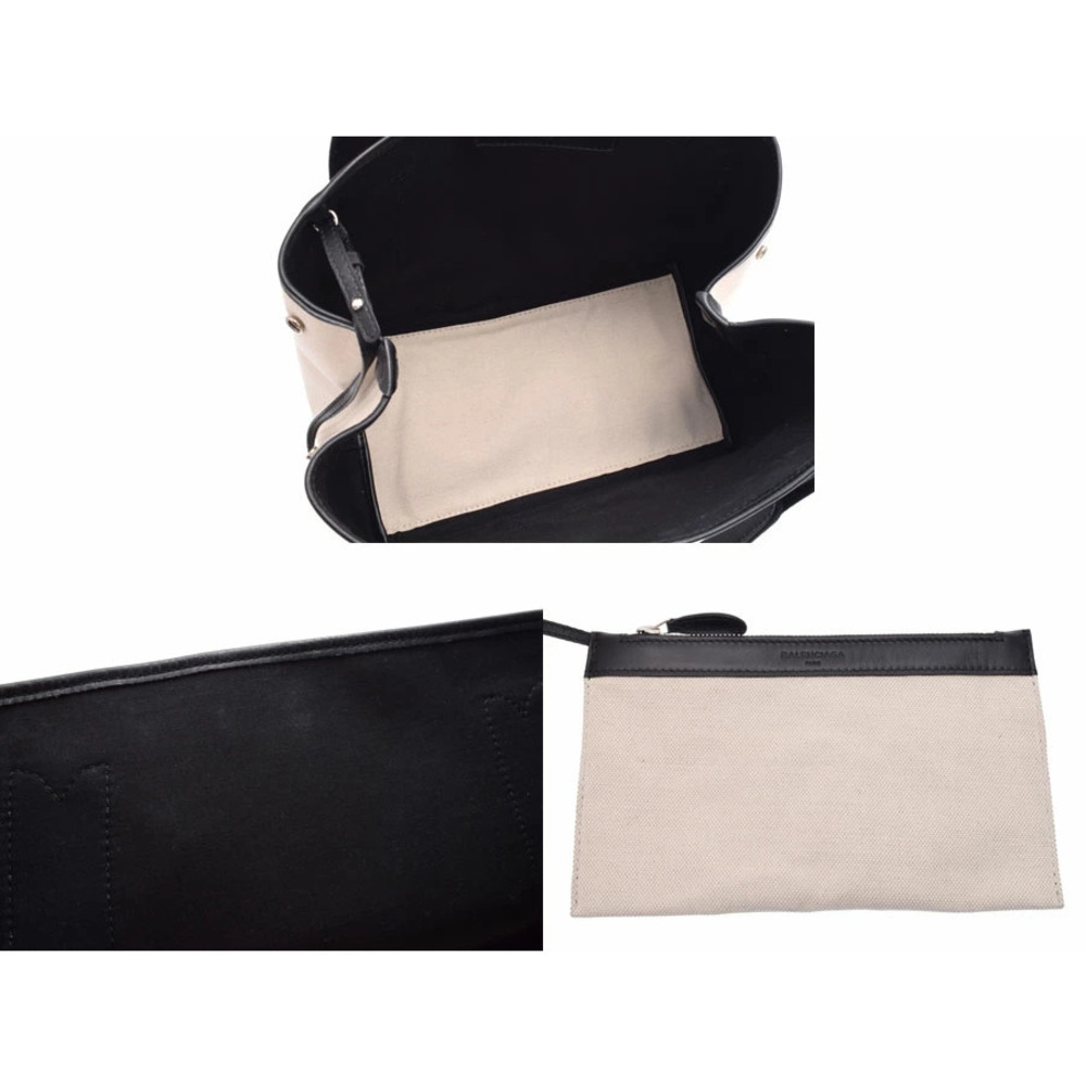 Balenciaga Navy Blue Cabas canvas tote bag white black pouch - Picture 9 of 9